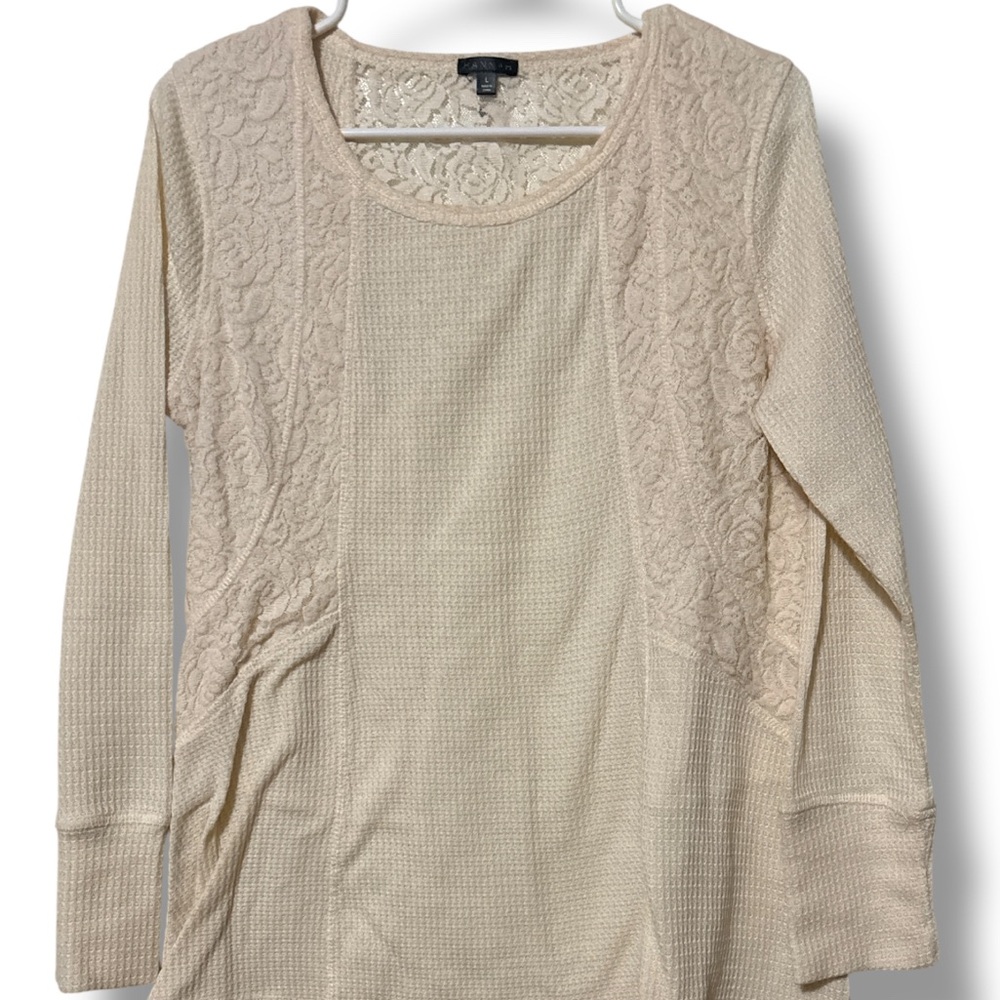 Forever 21 Cream Fitted Ribbed Blouse